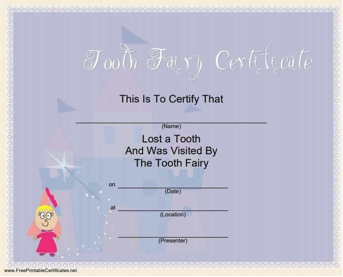 tooth fairy certificate printable