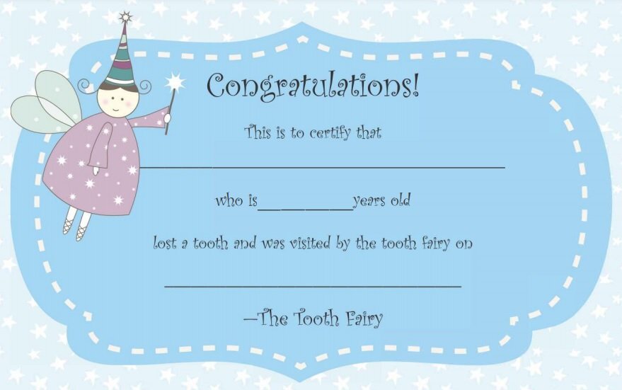 tooth fairy certificate template 2