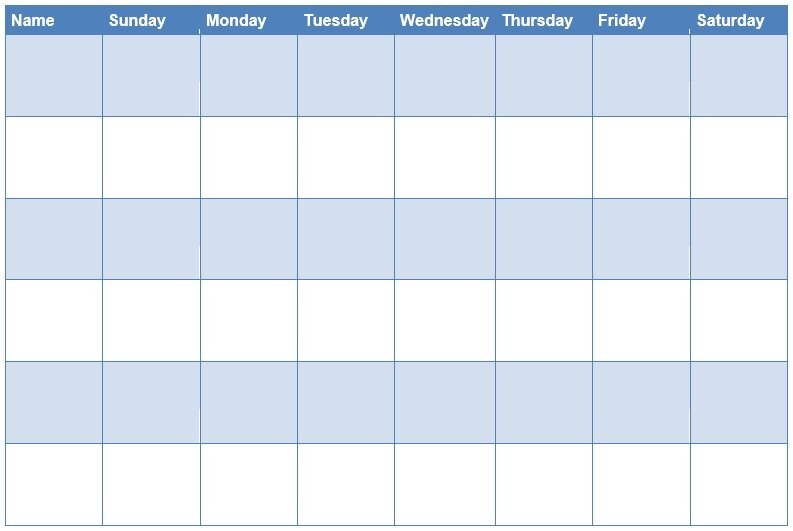 blank chore chart template