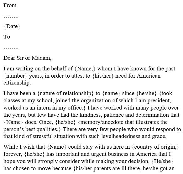 character reference letter for immigration