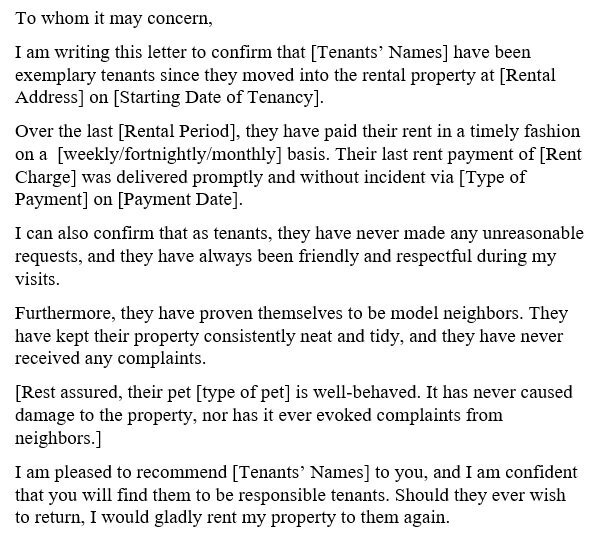character reference letter for landlord
