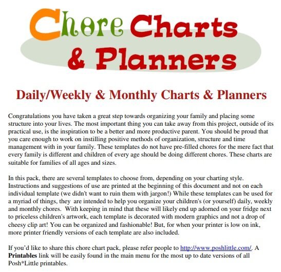 chore chart planners template