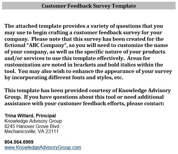 customer feedback survey template