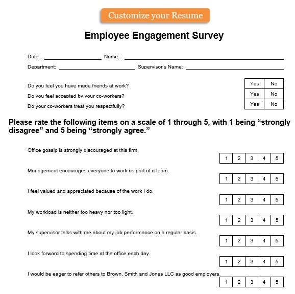 employee engagement survey template