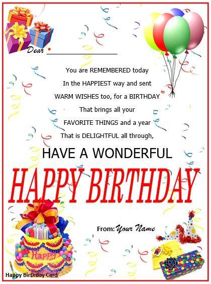 free birthday card template 6