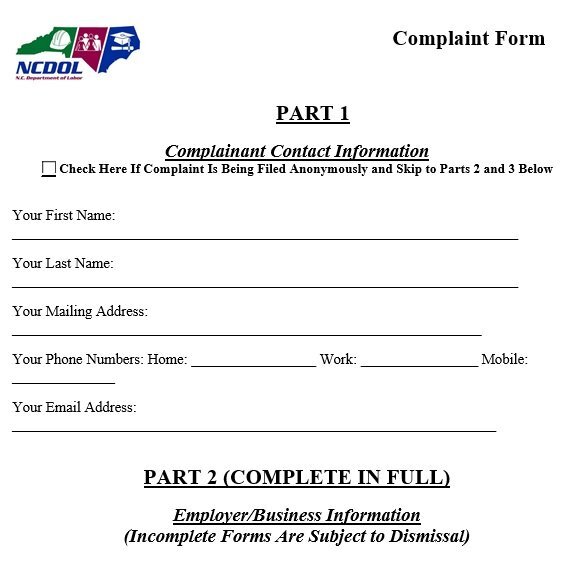 free employee complaint form 14