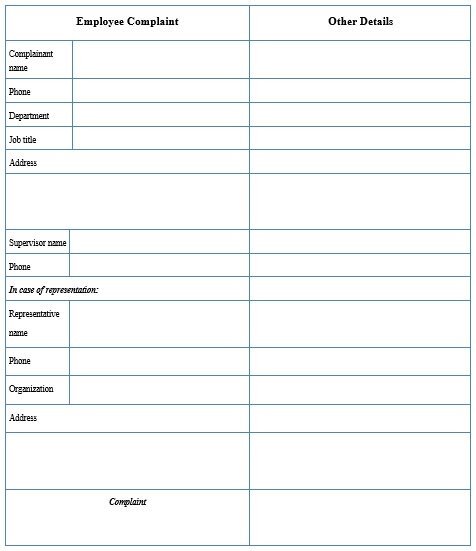 free employee complaint form 2