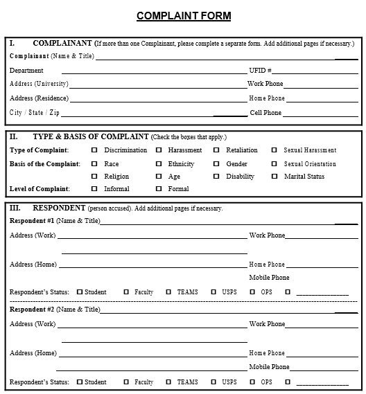free employee complaint form 6