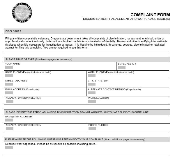 free employee complaint form
