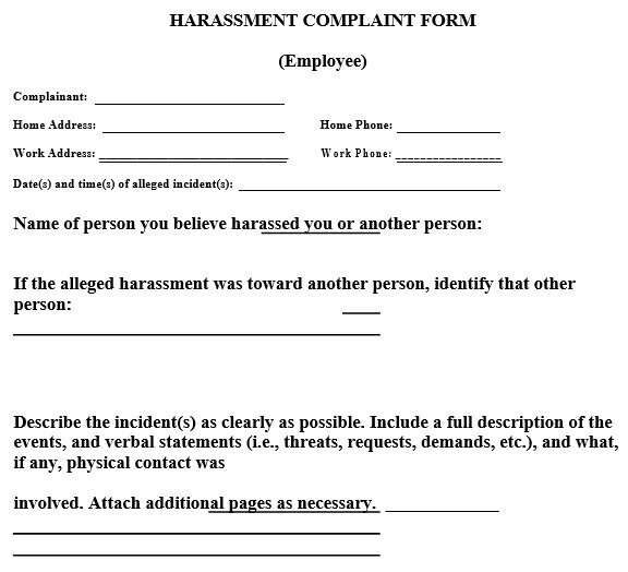 harassment complaint form