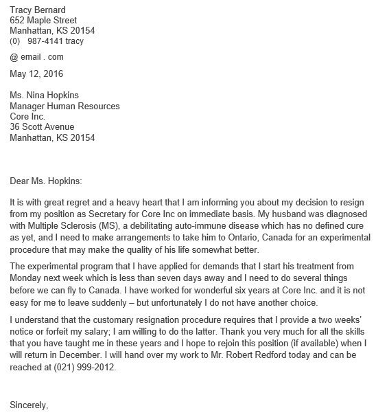 printable immediate resignation letter 3