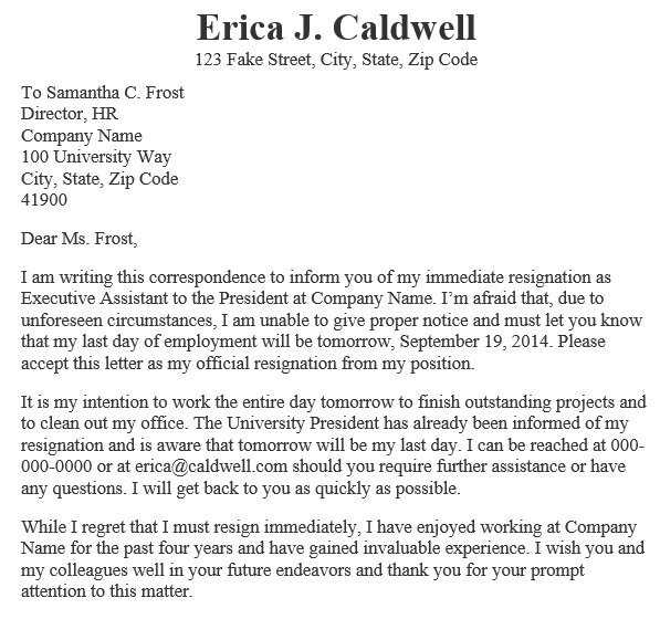 printable immediate resignation letter 4