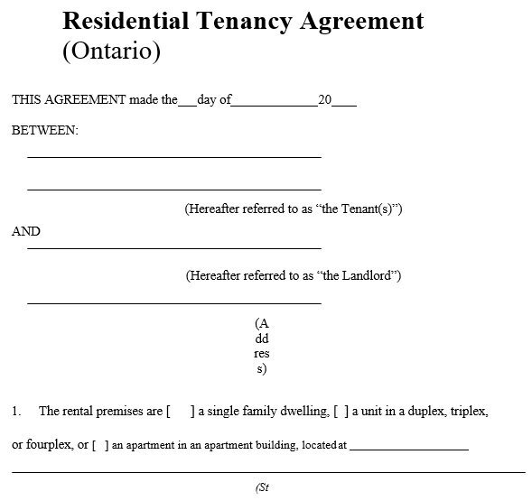 residential tenancy agreement template