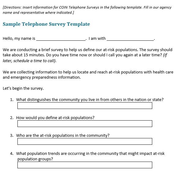 sample telephone survey template