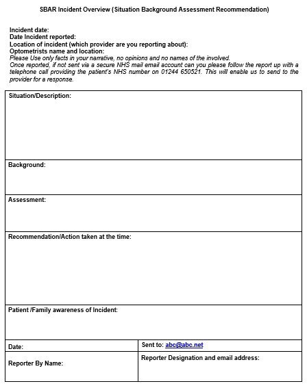 sbar incident overview template