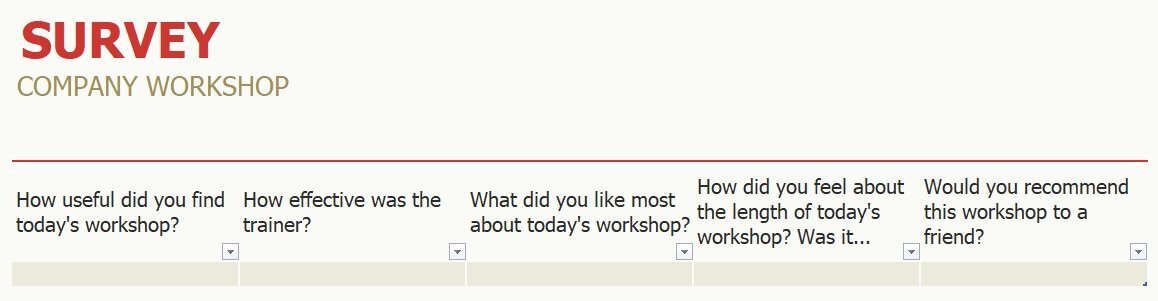 survey template for workshop
