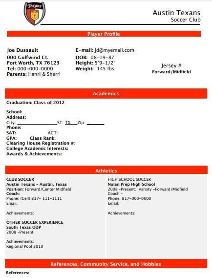 austin texans college player profile template