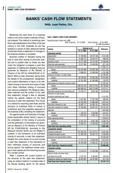 bank cash flow statement template