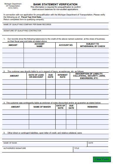 bank statement verification template