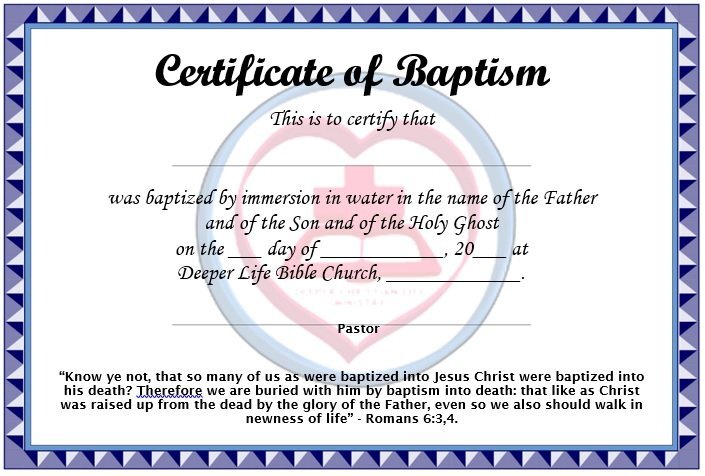 baptism certificate template for church