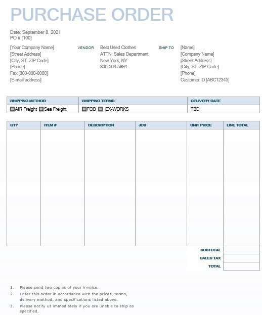 best purchase order template 3