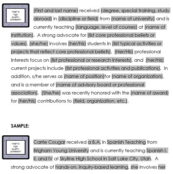 bio template