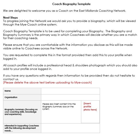 coach biography template