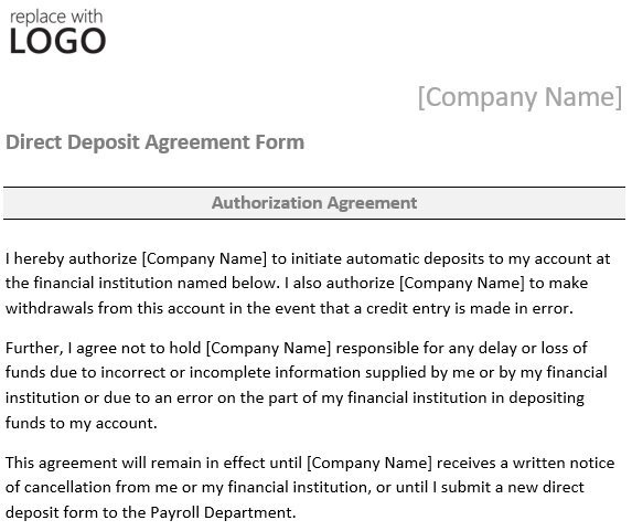 direct deposit agreement form