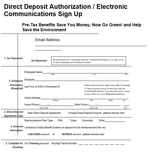 direct deposit authorization electronic communications sign up