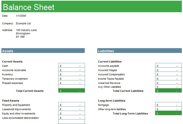 free balance sheet template 10