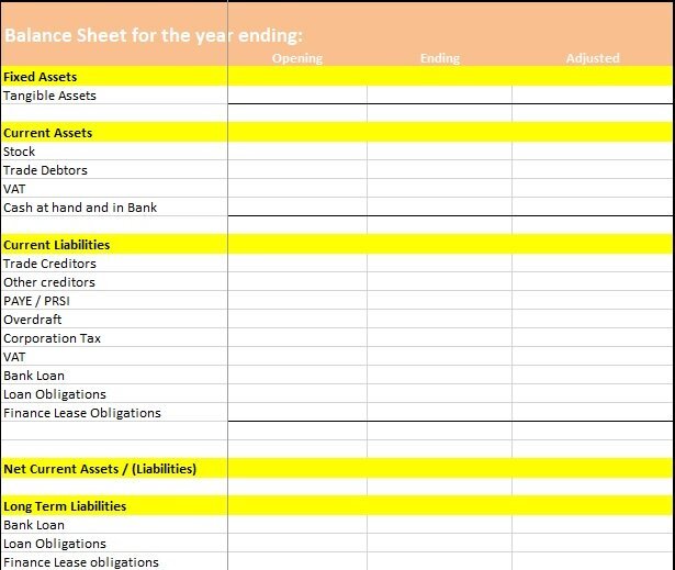 free balance sheet template 2