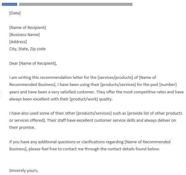 free business reference letter 10