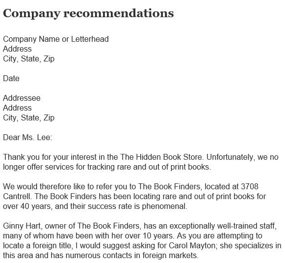 free business reference letter 11