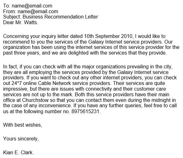 free business reference letter 12