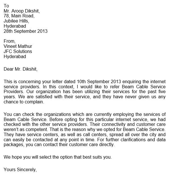 free business reference letter 13