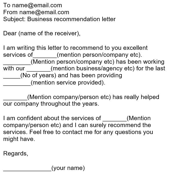 free business reference letter 14