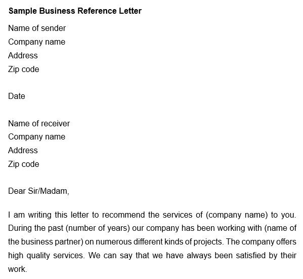 free business reference letter 9