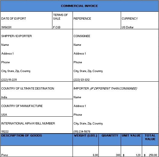 free commercial invoice template