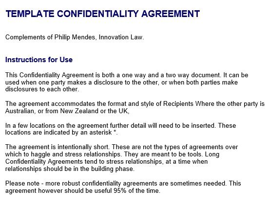 free confidentiality agreement template 1