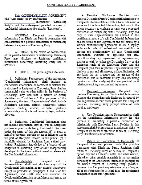 free confidentiality agreement template 9