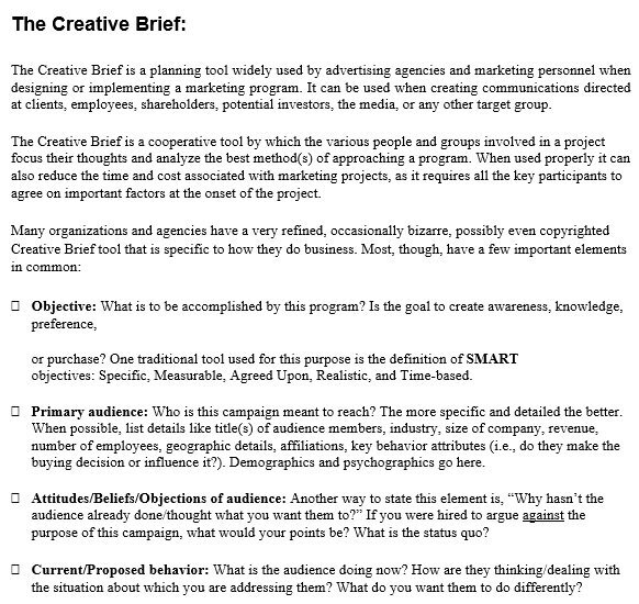 free creative brief template 1