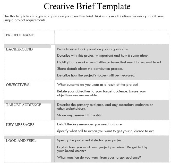 free creative brief template 2