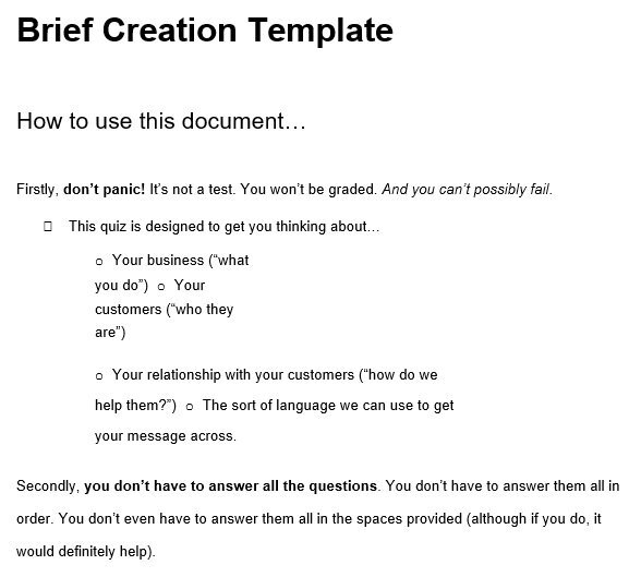free creative brief template 8