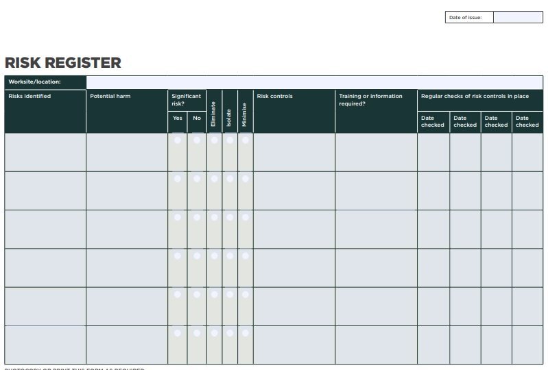 free risk register template 1