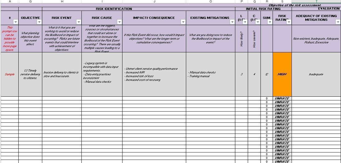 free risk register template 3
