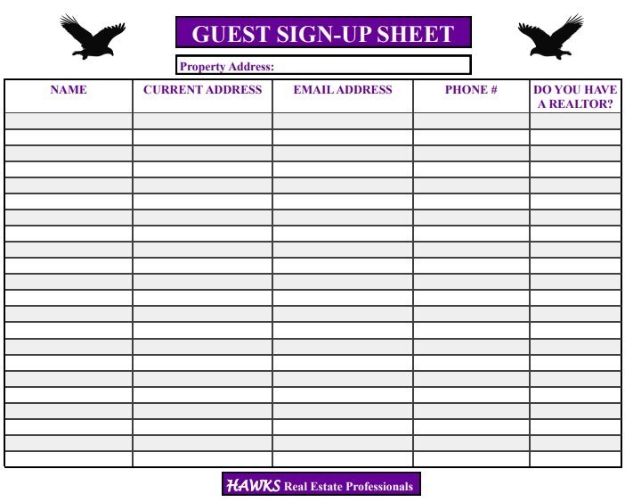 guest sign up sheet