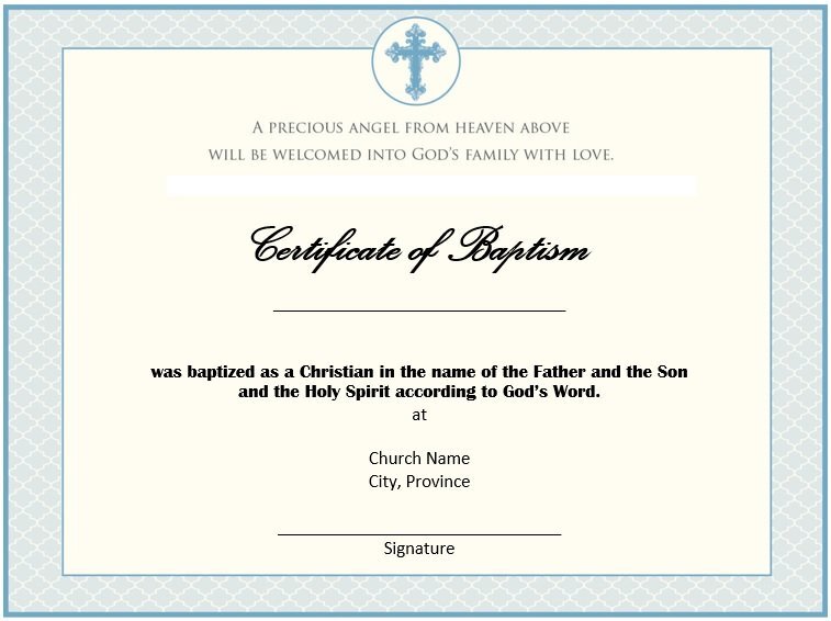 printable baptism certificate template