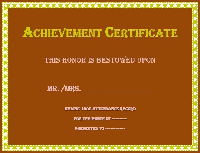 printable certificate of achievement template