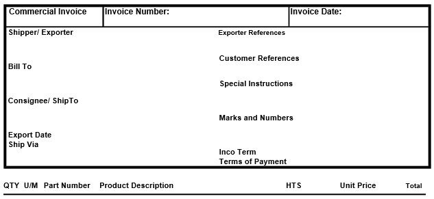 printable commercial invoice template 17