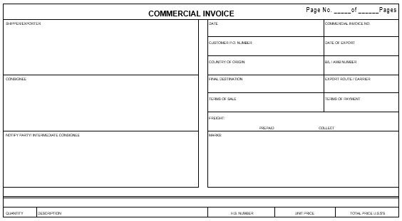 printable commercial invoice template 5